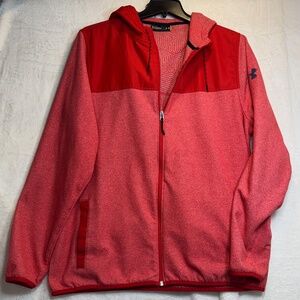 Under Armour Hoodie Mens Size XXL Red Full Zip Loose Sweatshirt Athletic Lightwe